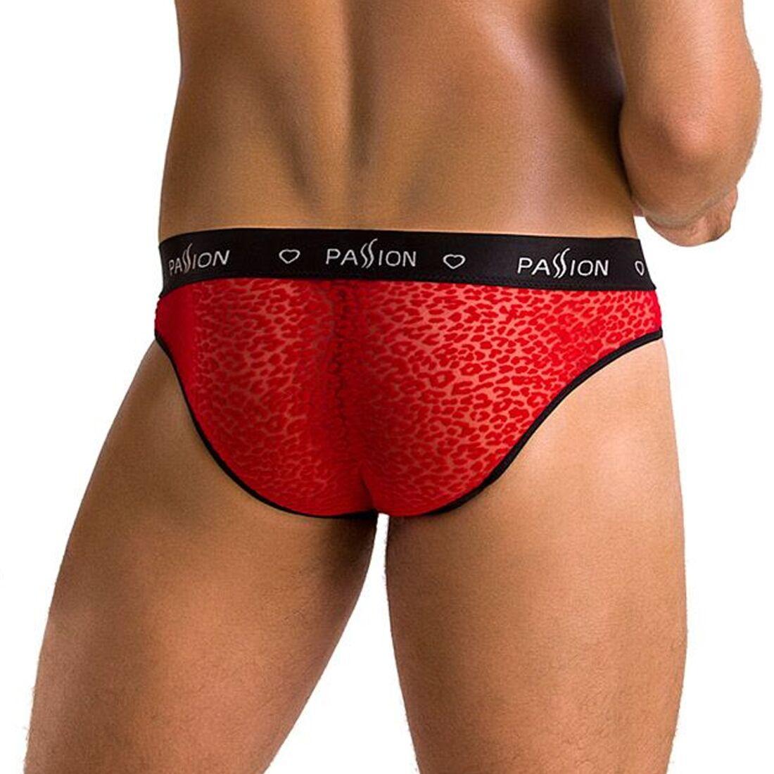Мужские полупрозрачные трусы Passion 031 SLIP MIKE S/M Red, под леопард в DIDO
