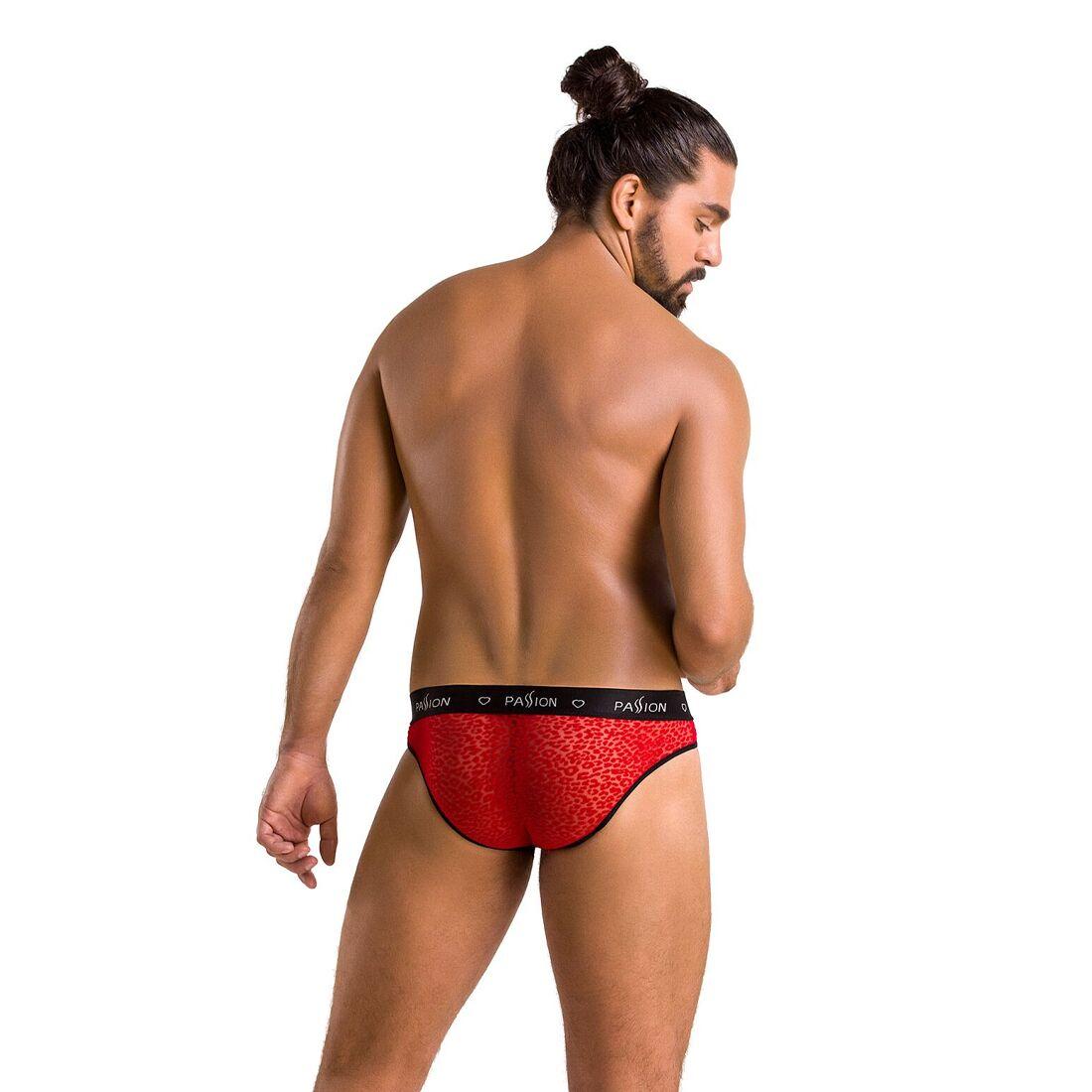 Мужские полупрозрачные трусы Passion 031 SLIP MIKE L/XL Red, под леопард в DIDO