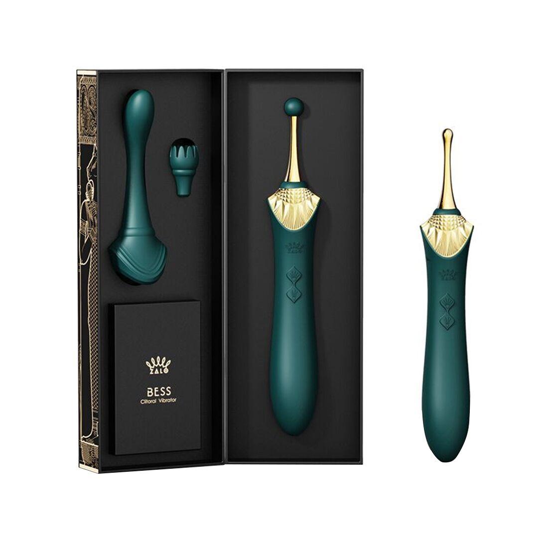 Вагинально-клиторальный вибратор Zalo — Bess Turquoise Green, многофункциональный с насадками в DIDO