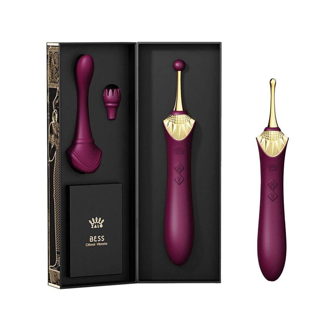 Вагінально-кліторальний вібратор Zalo - Bess Velvet Purple, мультифункціональний з насадками в DIDO