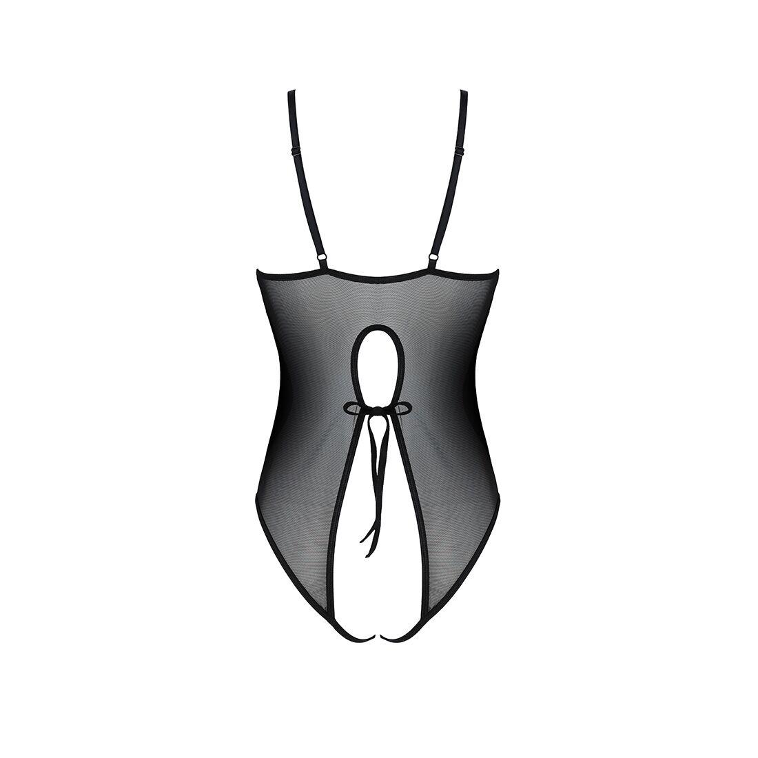 Боді з ажурним декором та відкритим кроком Passion URSULA BODY S/M, black в DIDO