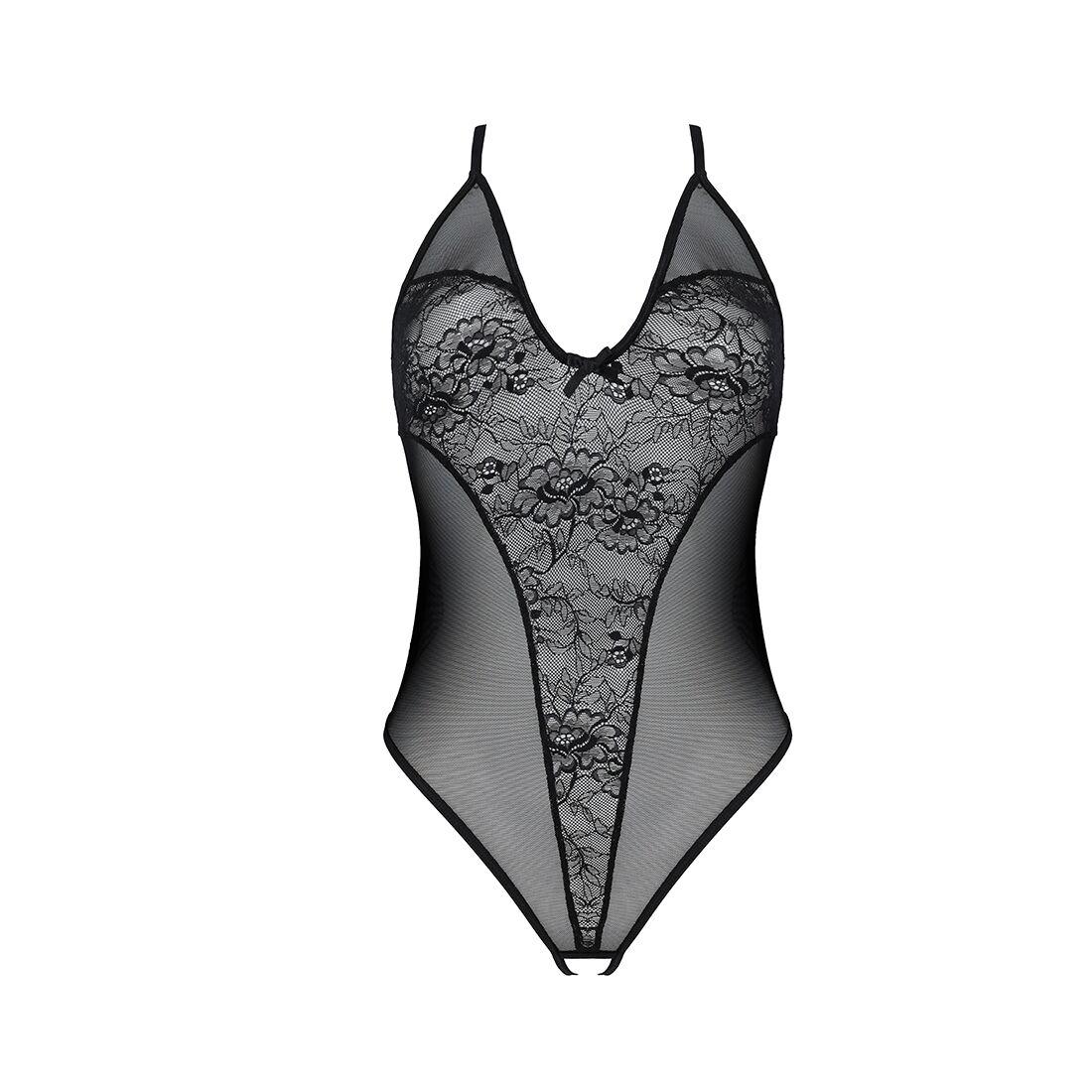 Боді з ажурним декором та відкритим кроком Passion URSULA BODY XXL/XXXL, black в DIDO