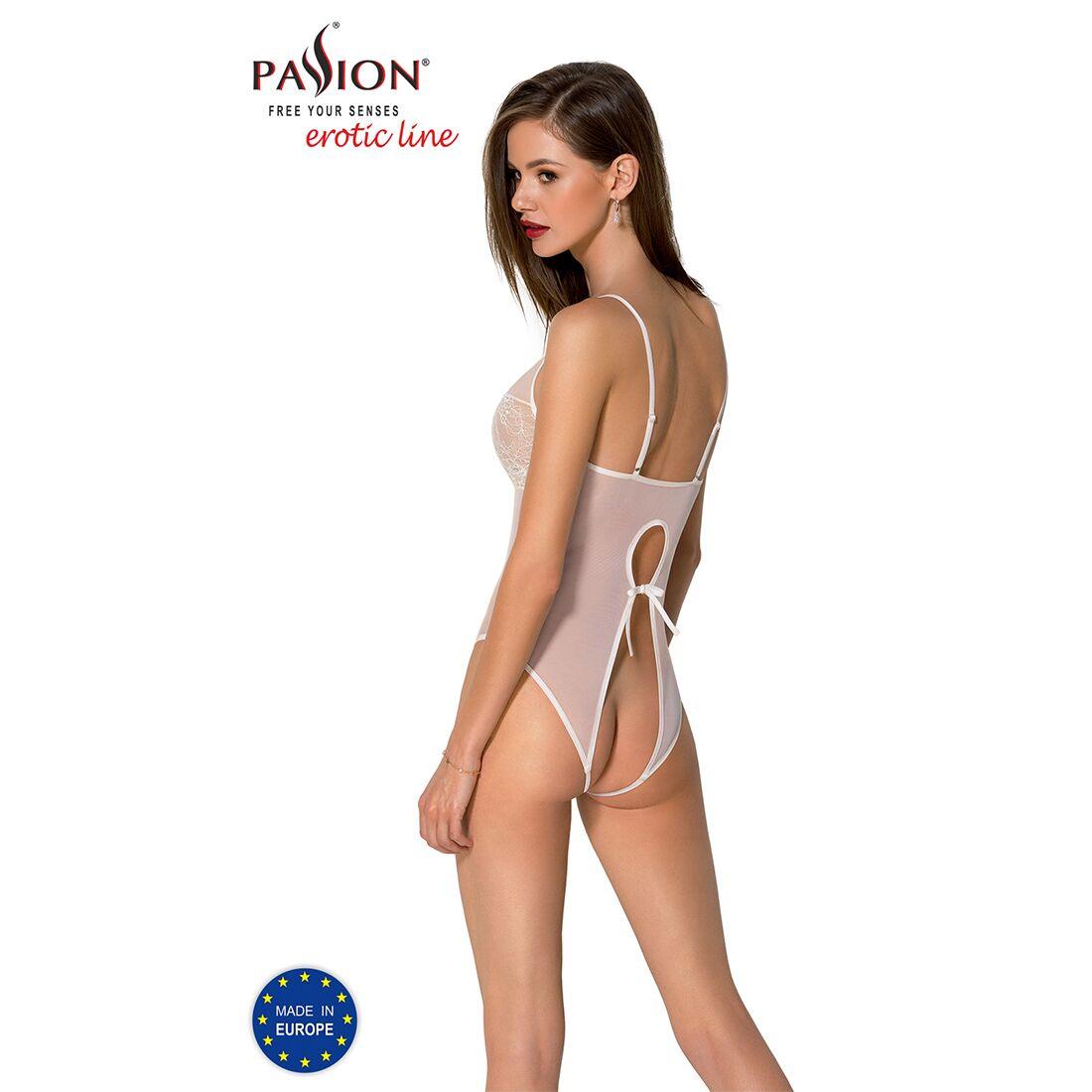 Боди с ажурным декором и открытым шагом Passion URSULA BODY XXL/XXXL, white в DIDO