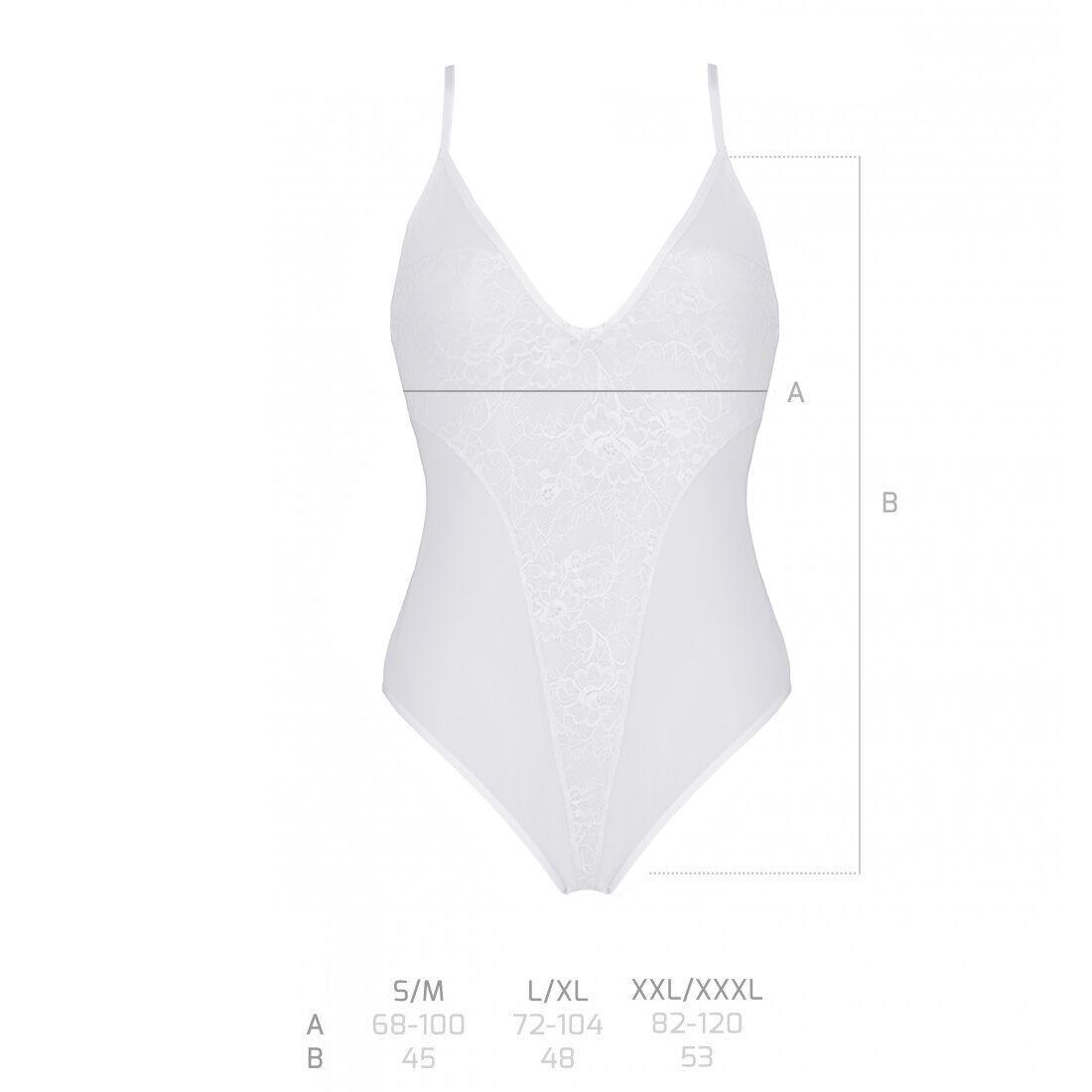 Боді з ажурним декором та відкритим кроком Passion URSULA BODY L/XL, white в DIDO
