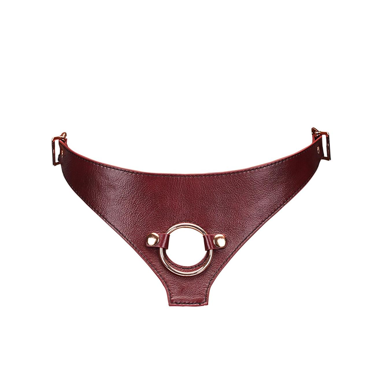 Кожаные трусы для страпона Liebe Seele Wine Red Strap on Harness, универсальный размер в DIDO