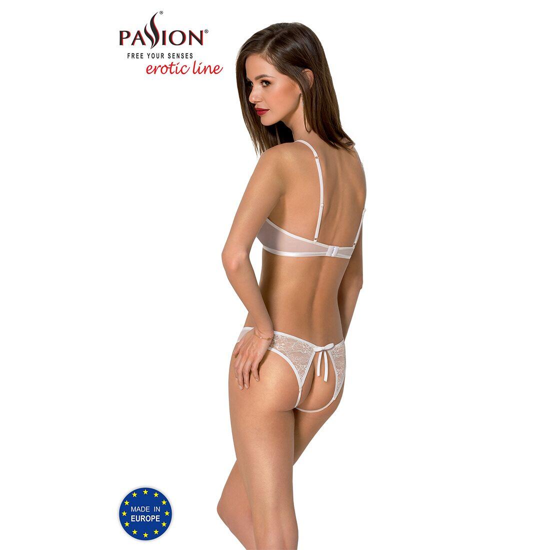 Комплект: бра, трусики з ажурним декором та відкритим кроком URSULA SET L/XL, white в DIDO