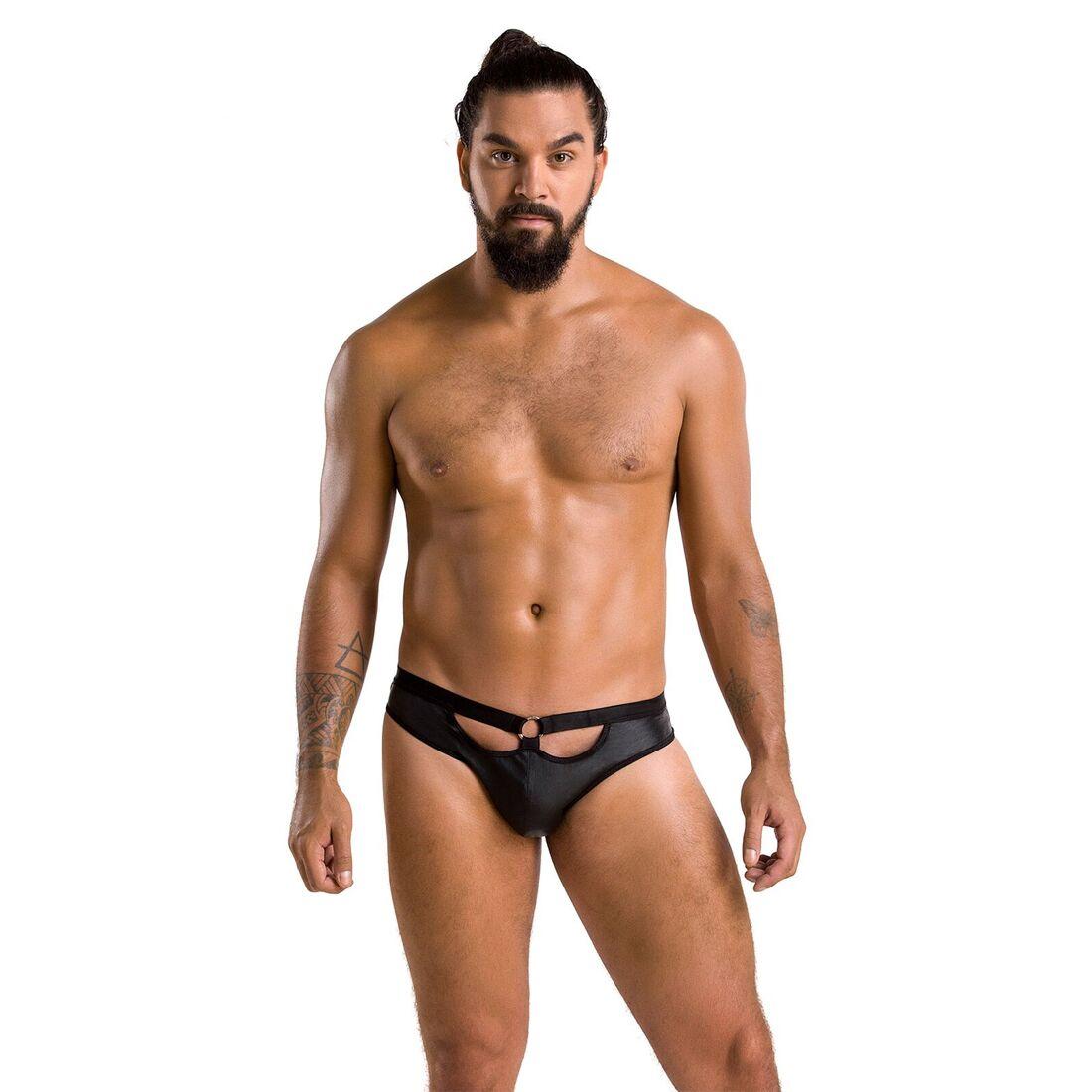 Чоловічі сліпи з вирізами Passion 041 SLIP JOE XXL/XXXL Black, екошкіра, відкриті сідниці в DIDO