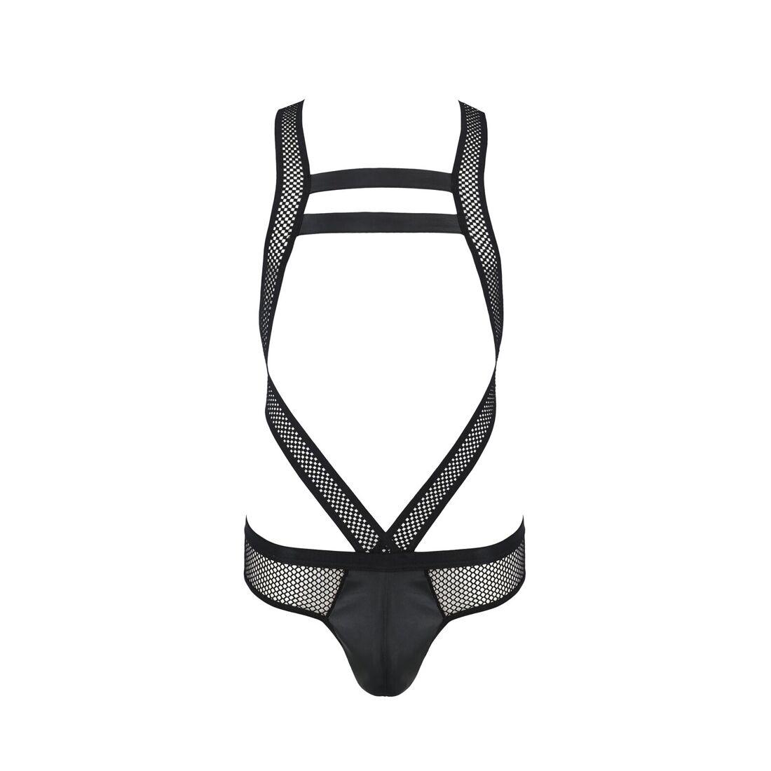 Чоловічий еротичний сітчастий боді Passion 045 VICTOR L/XL Black, екошкіра, сітка в DIDO