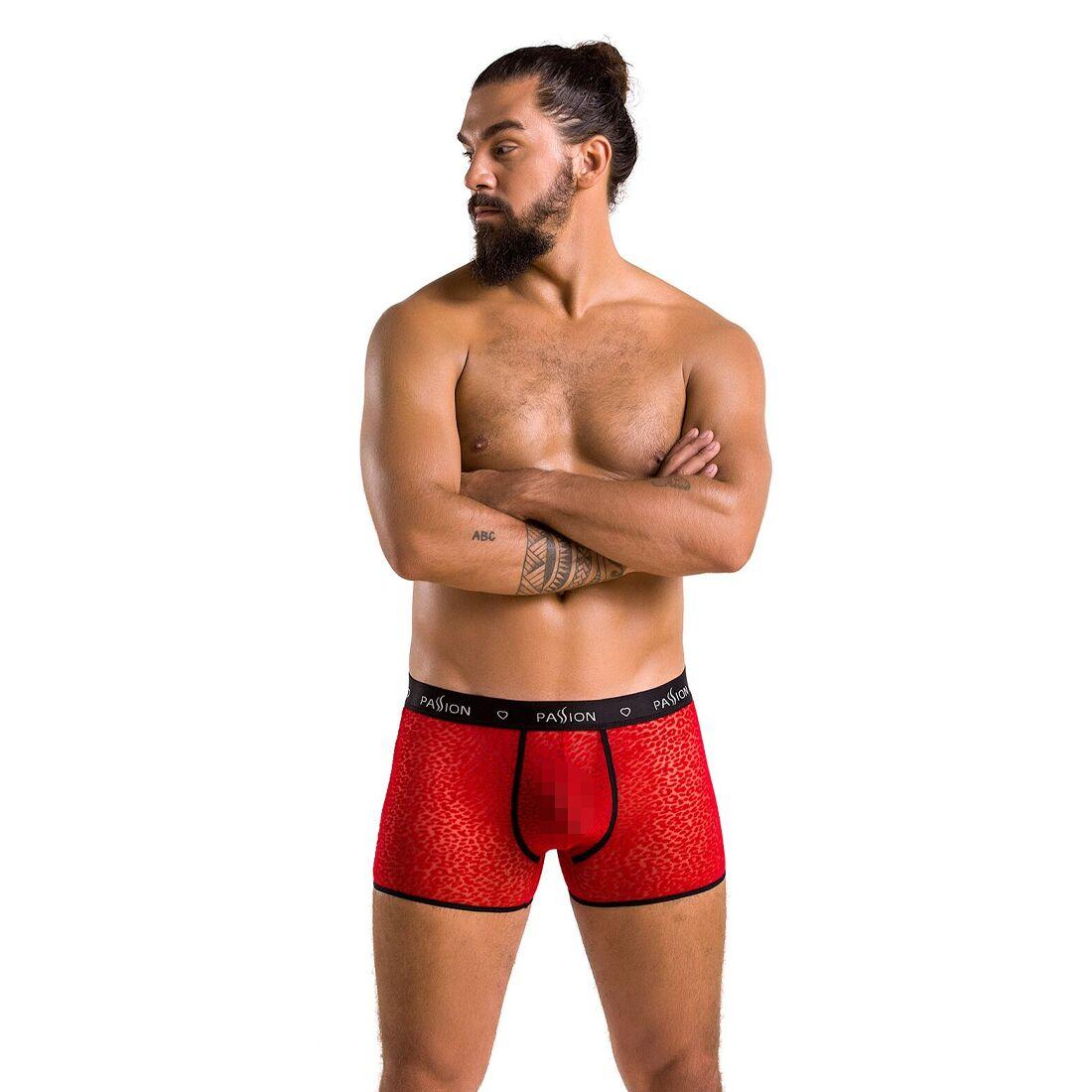 Чоловічі прозорі боксери Passion 046 SHORT PARKER S/M Red, сітка під леопард в DIDO