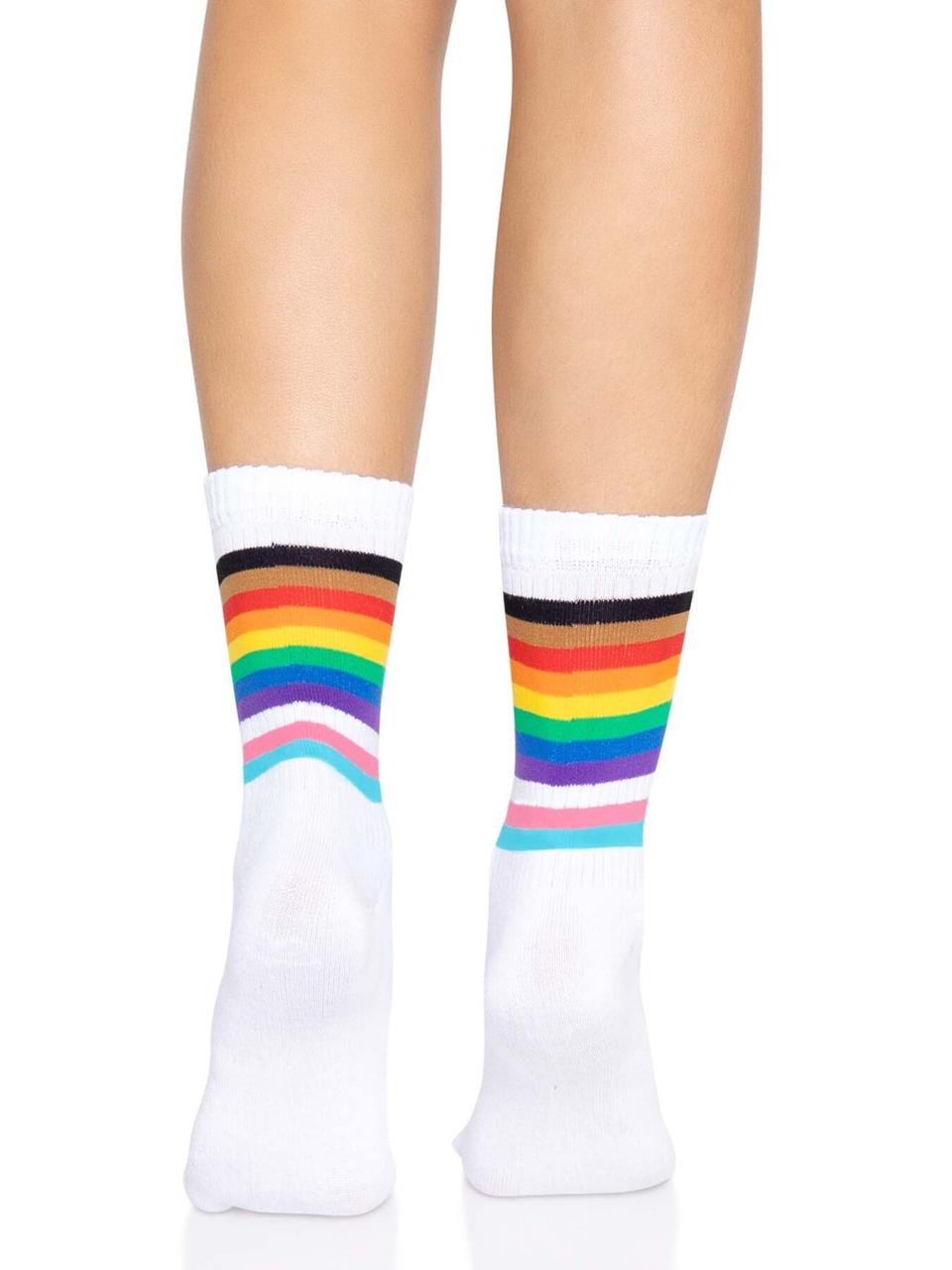 Носки женские в полоску Leg Avenue Pride crew socks Rainbow, 37–43 размер в DIDO