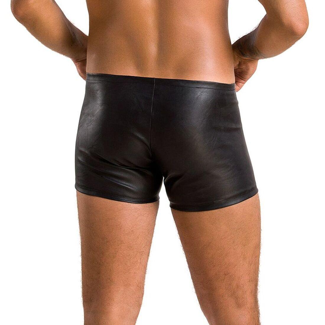 Чоловічі шкіряні боксери зі блискавками Passion 049 SHORT MATT XXL/XXXL Black в DIDO