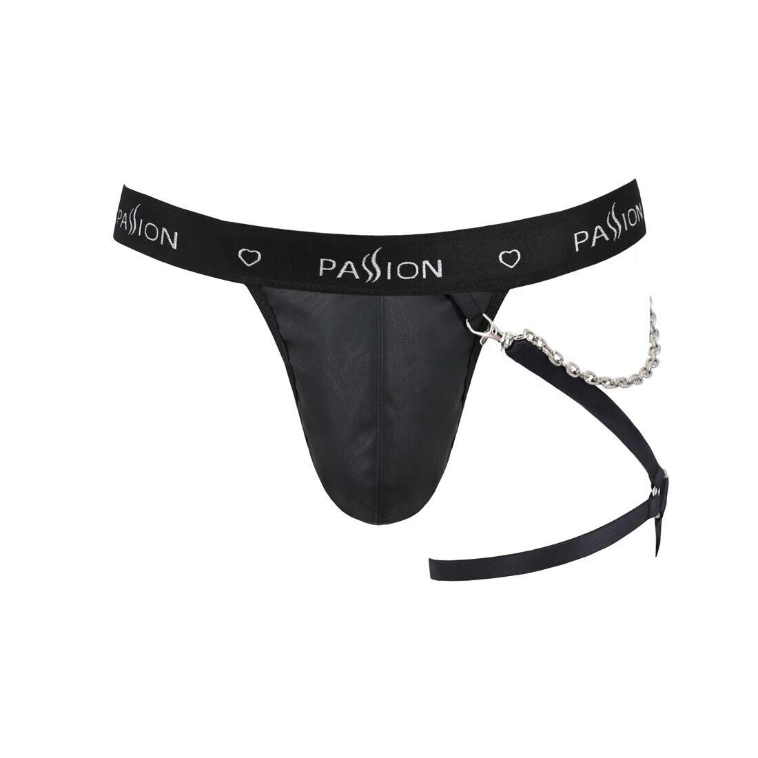 Чоловічі трусики танга з підв'язкою Passion 058 THONG BILL L/XL Black в DIDO