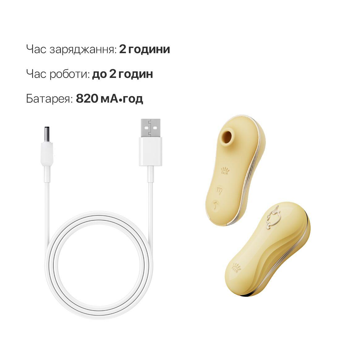 Набор 2в1 Zalo — UNICORN Yellow, виброяйцо + вакуумный стимулятор в DIDO