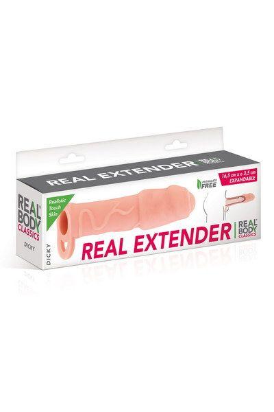 Насадка на член Real Body - Real Extender DICKY із закритою головкою та кільцем для мошонки в DIDO