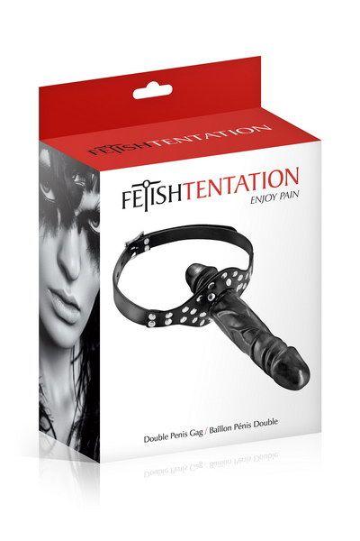 Кляп с двойным фаллоимитатором Fetish Tentation Double Penis Gag Black в DIDO