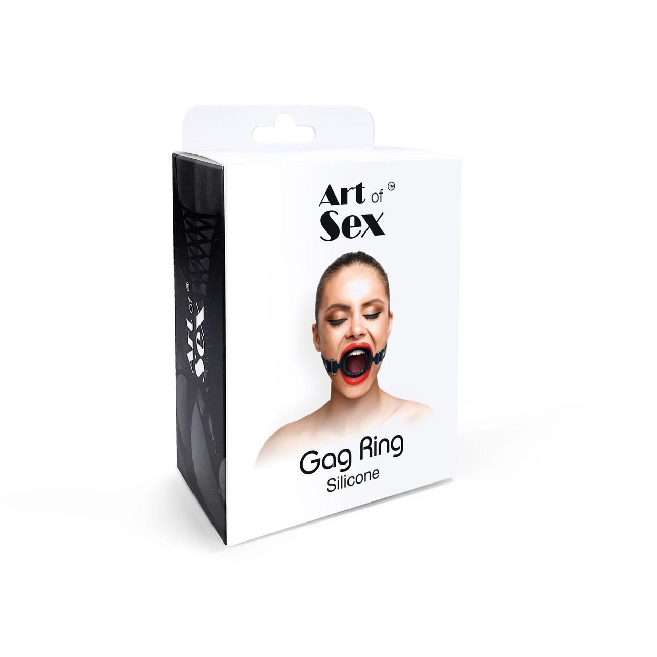 Кляп-розширювач силіконове кільце Art of Sex – Gag Ring, чорний, натуральна шкіра в DIDO