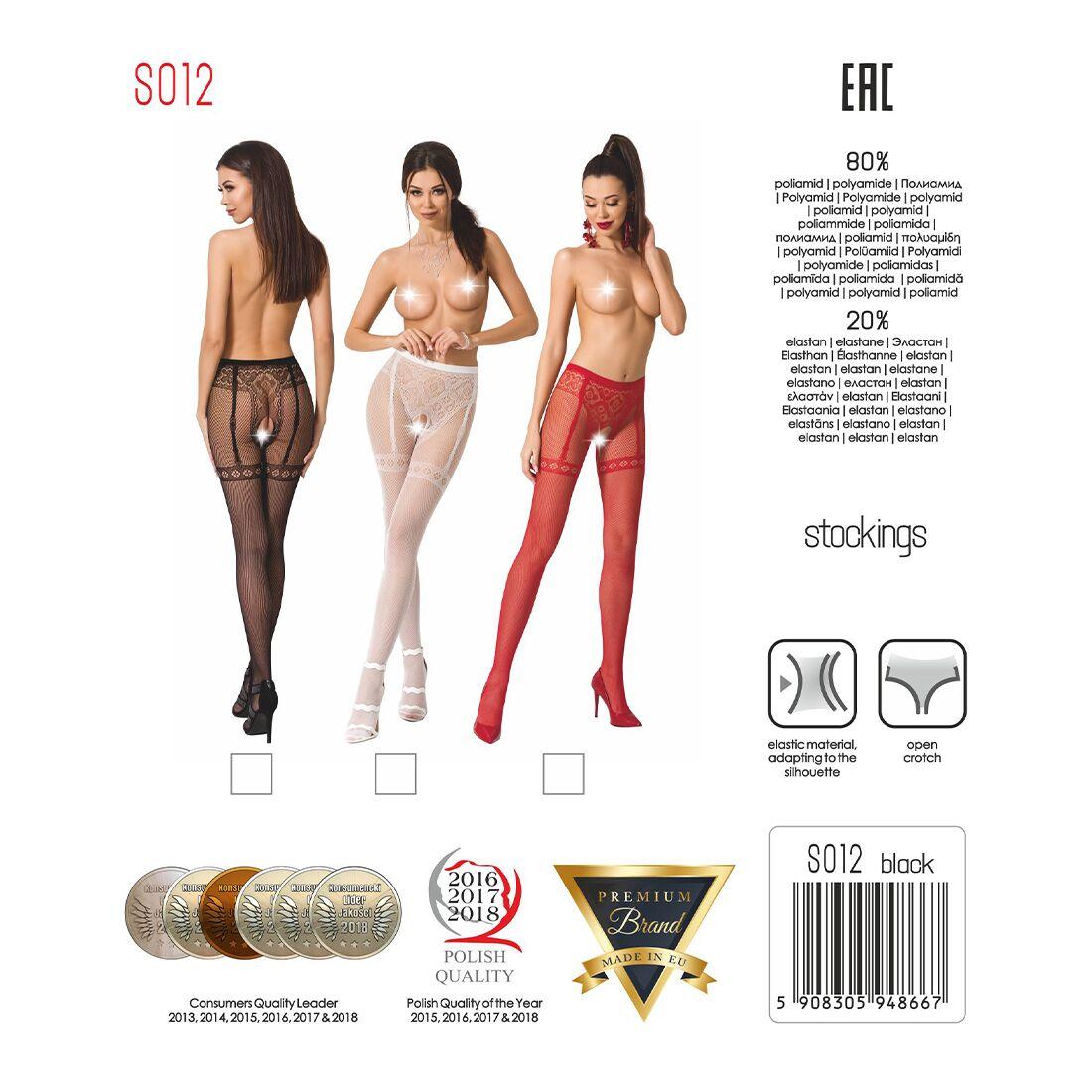Колготки-бодистокинги Passion S012 One Size, Red, имитация чулок, пояса и кружевных трусиков в DIDO
