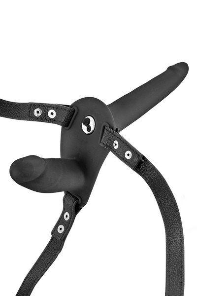 Подвійний страпон з вібрацією Fetish Tentation Vibrating Strap-On with Double Dildo Black в DIDO