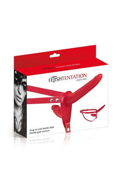 Двойной страпон Fetish Tentation Strap-On with Double Dildo Red в DIDO