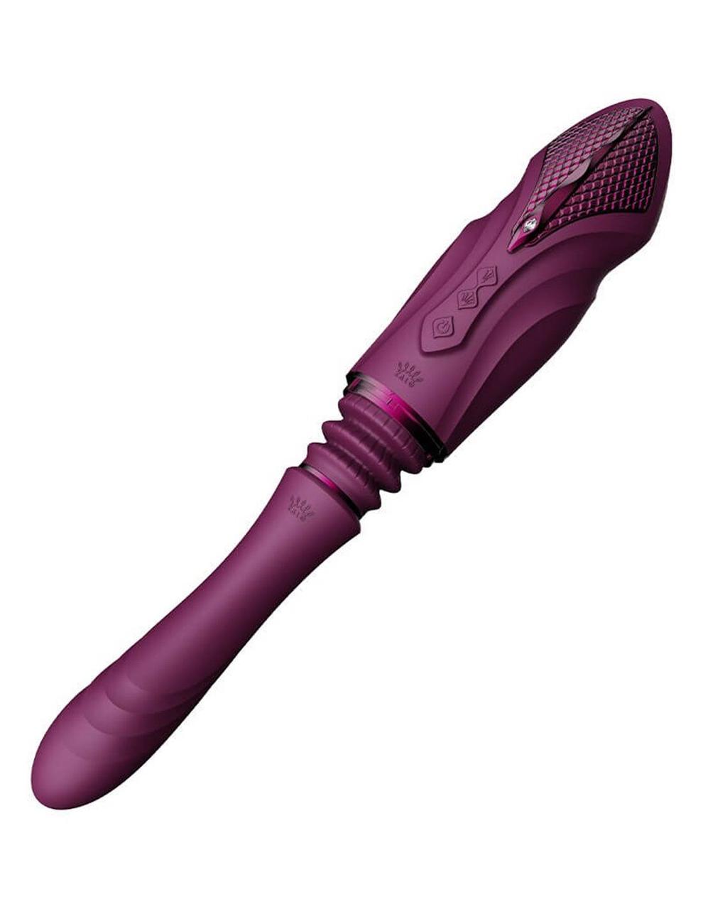 Компактна смарт секс-машина Zalo – Sesh Velvet Purple, 2 насадки, пульт дистанційного керування, кристал Swarovski в DIDO