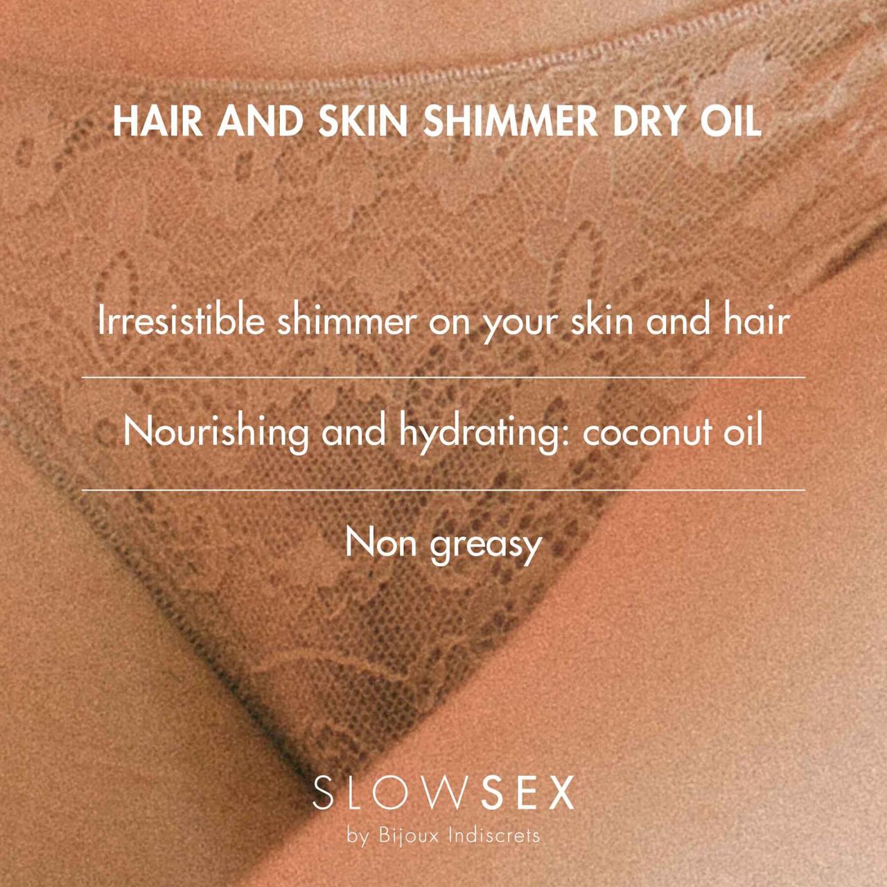 Сухое масло-шиммер для волос и тела Bijoux Indiscrets Slow Sex Hair and skin shimmer dry oil в DIDO