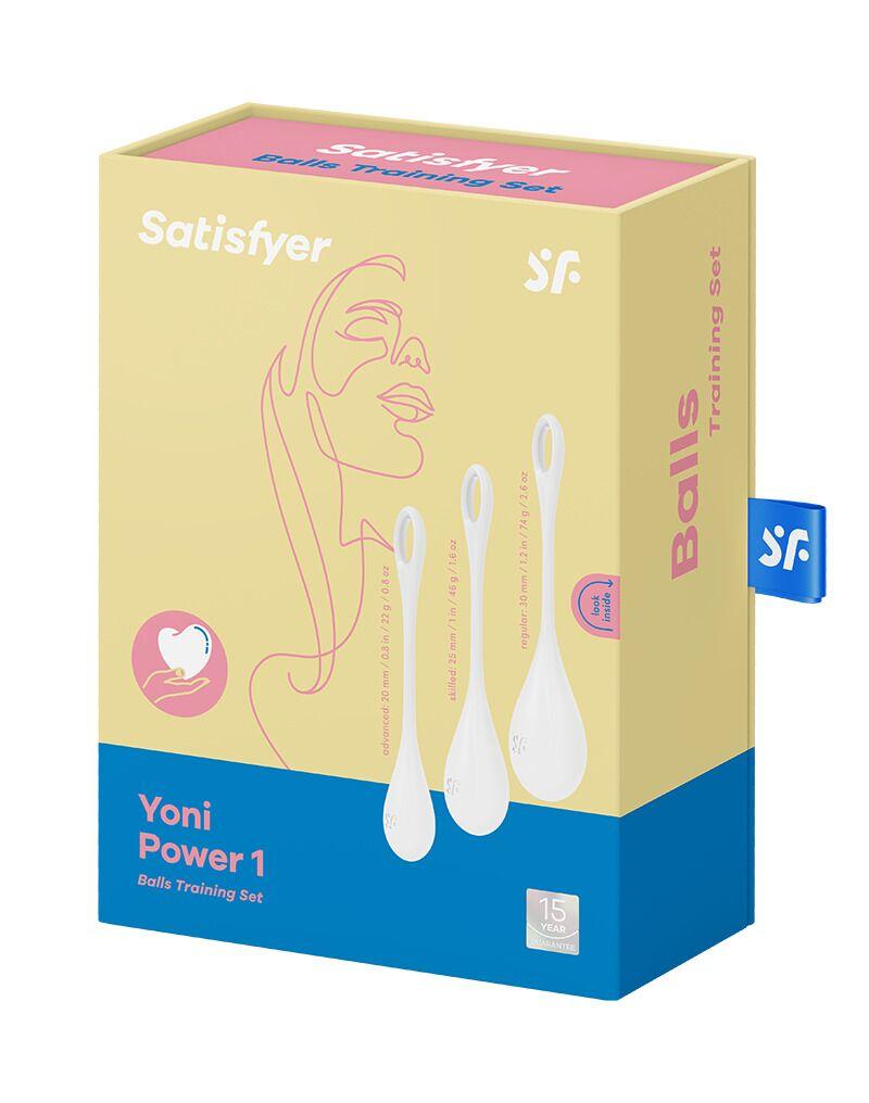 Набір йоні намистин Satisfyer Yoni Power 1 White, діаметр 2-2,5-3см, вага 22-46-74гр в DIDO
