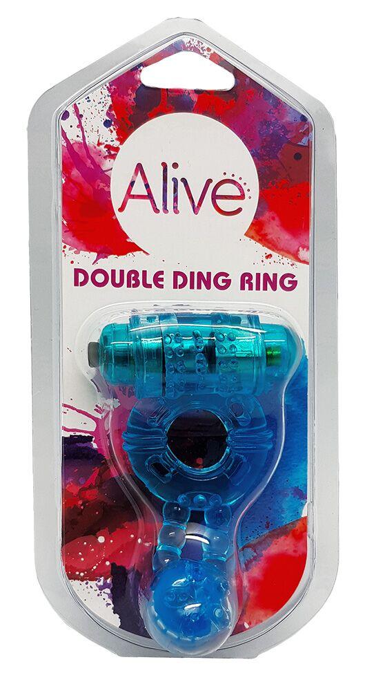 Эрекционное виброкольцо Alive: Double Ding Ring Blue, два мотора в DIDO