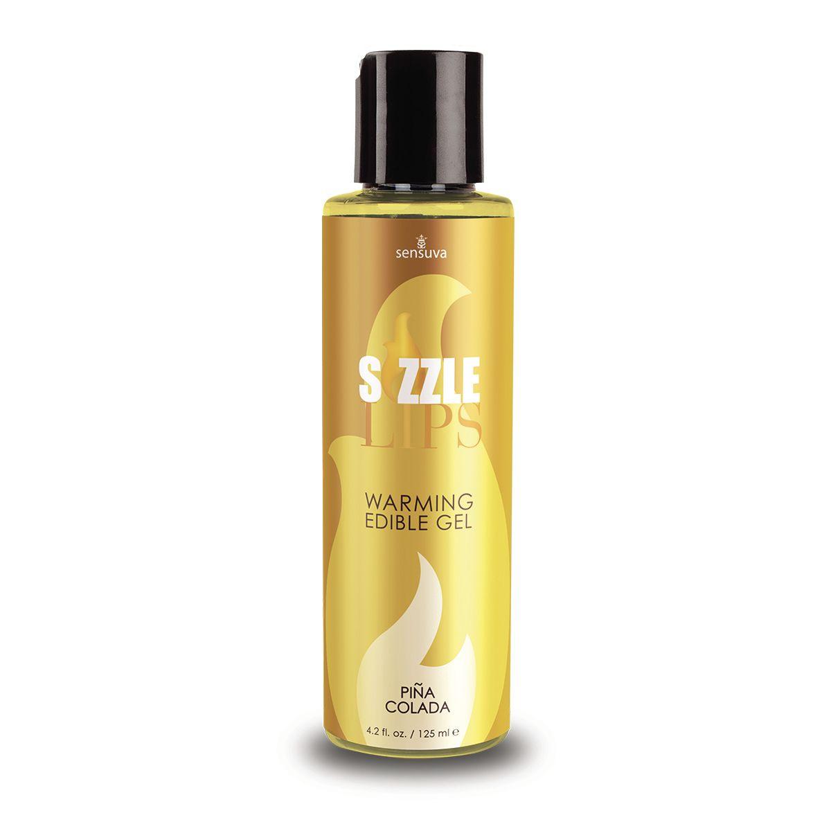 Зігріваючий масажний гель Sensuva Sizzle Lips Pina Colada (125 мл), без цукру, їстівний