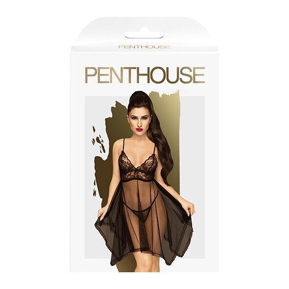 Бебі-дол з ажурним бралетом та асиметричним подолом Penthouse - Naughty Doll Black M/L в DIDO