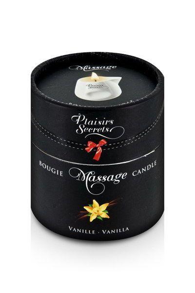 Масажна свічка Plaisirs Secrets Vanilla (80 мл) подарункова упаковка, керамічна посудина в DIDO