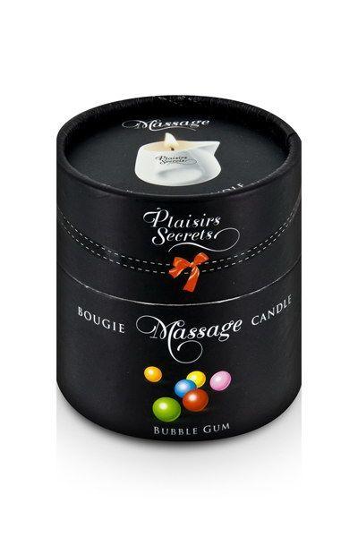Масажна свічка Plaisirs Secrets Bubble Gum (80 мл) подарункова упаковка, керамічна посудина в DIDO