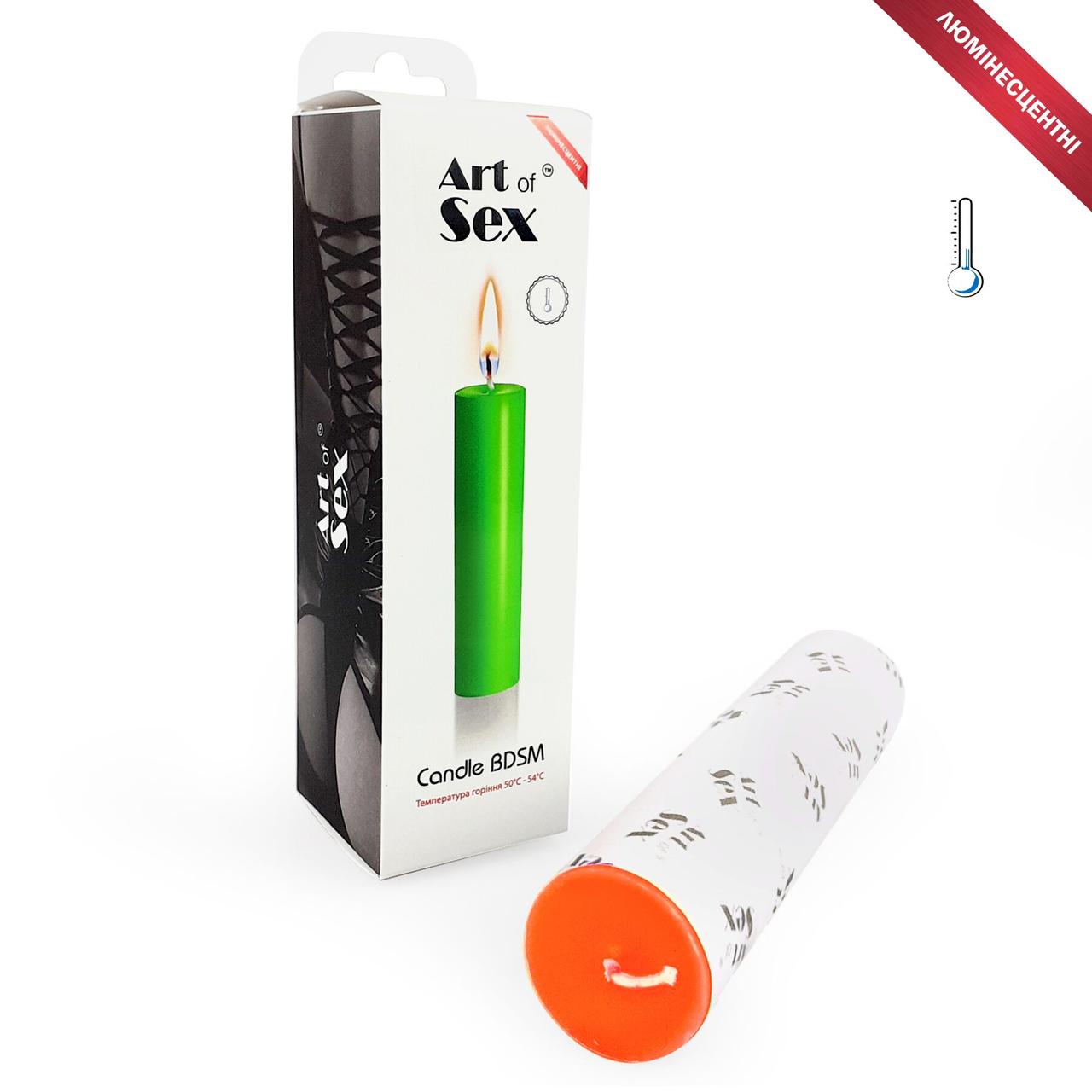 Помаранчева воскова свічка Art of Sex size M 15 см низькотемпературна, люмінесцентна в DIDO