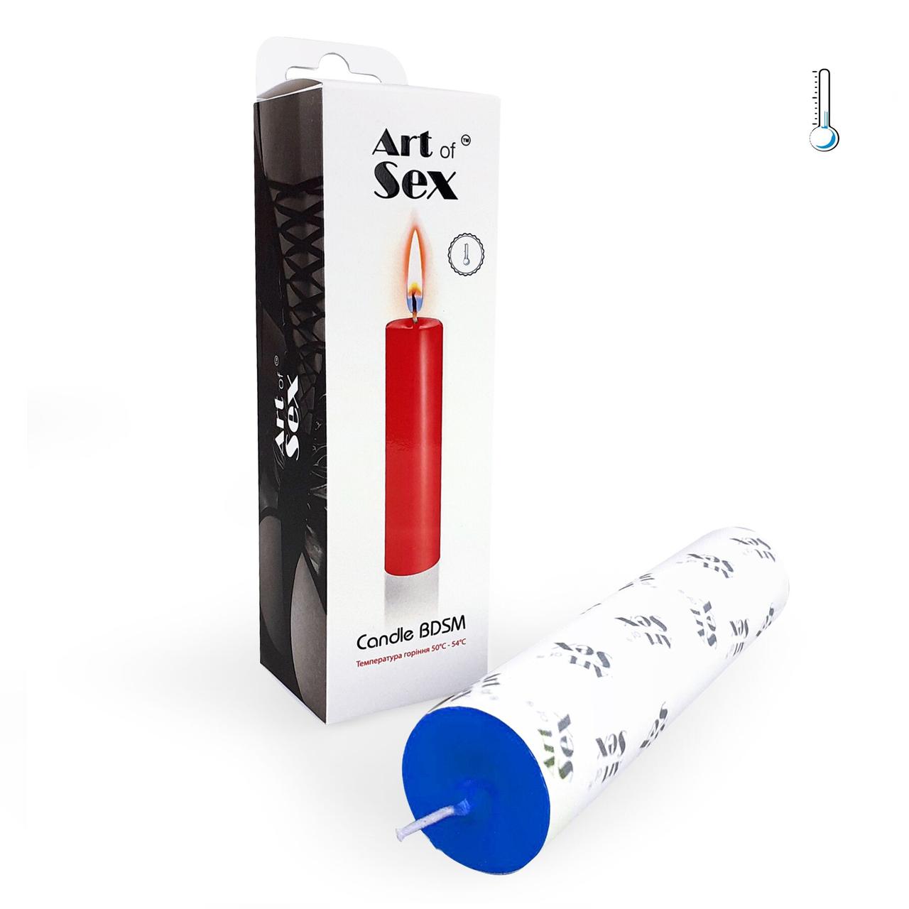 Синя воскова свічка Art of Sex size M 15 см низькотемпературна в DIDO