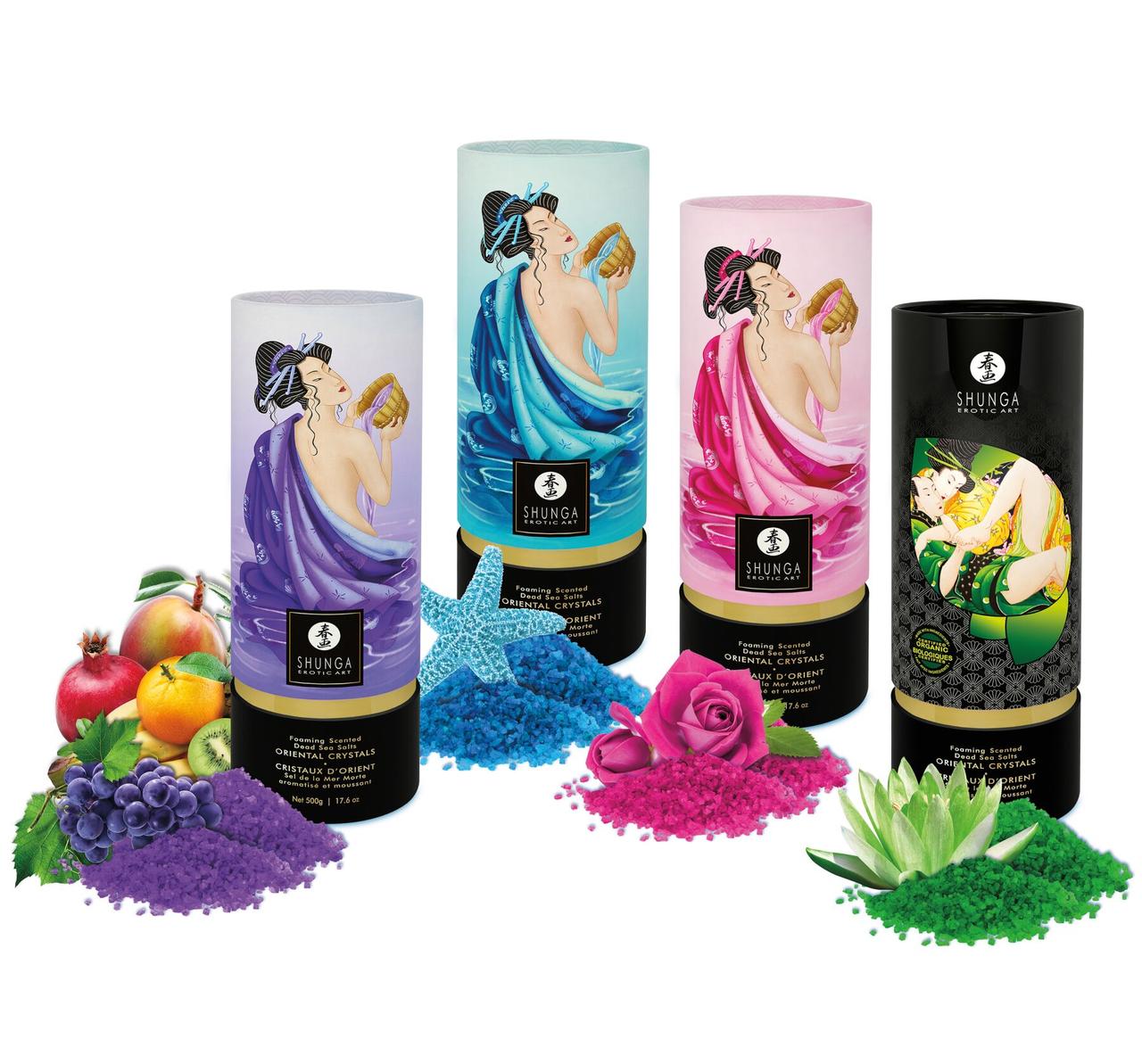 Пенящаяся соль для ванны Shunga Dead Sea salt Oriental Crystals — Rose Petal (500 г), соль Мертвого  в DIDO