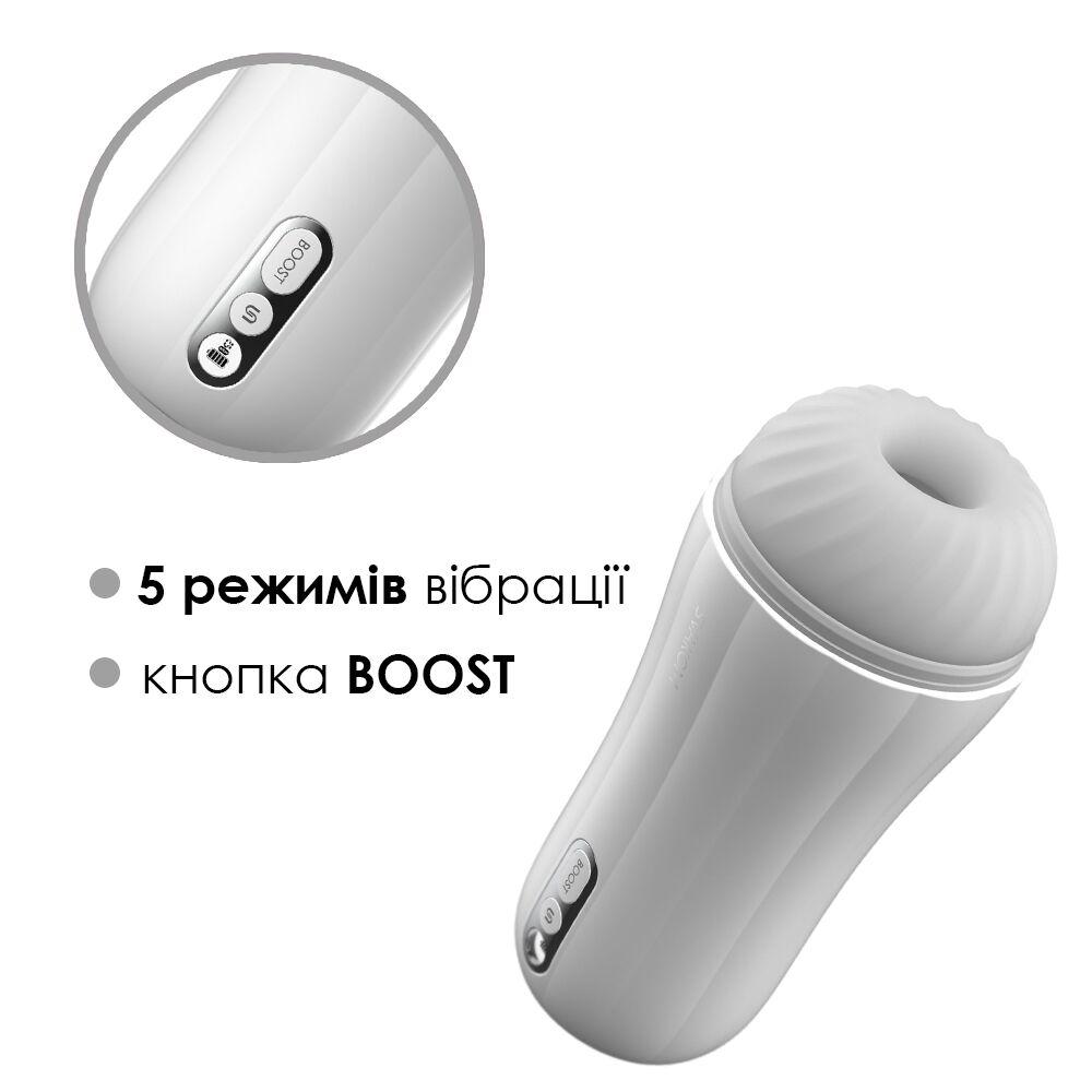 Мастурбатор с вибрацией Svakom Robin White, ультрамягкий рукав, функция Boost, LED-экран в DIDO