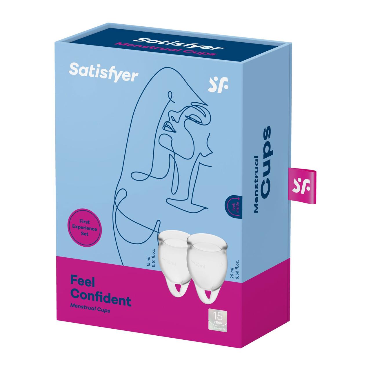 Набор менструальных чаш Satisfyer Feel Confident (Transparent), 15мл и 20мл, мешочек для хранения в DIDO