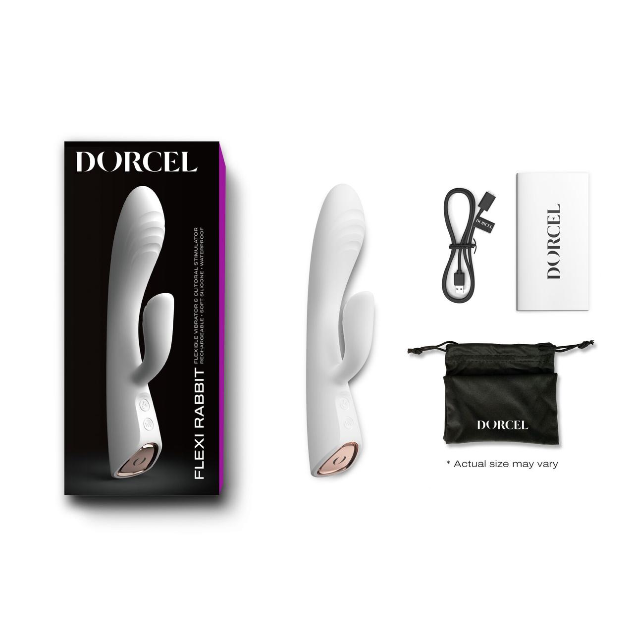 Вибратор-кролик с подогревом Dorcel FLEXI RABBIT WHITE, гибкий ствол в DIDO