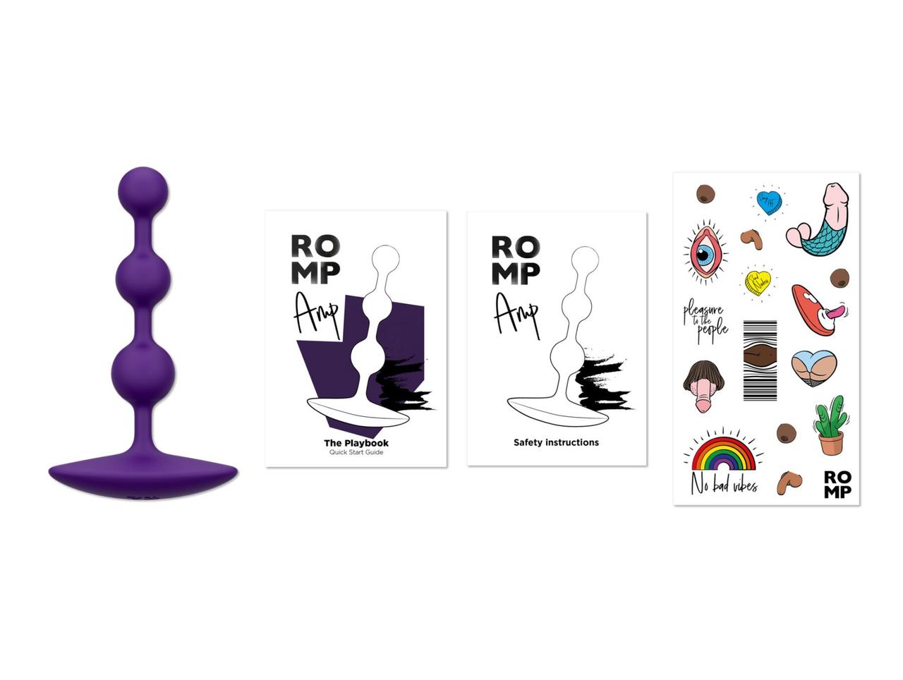 Анальные бусы Romp Amp Dark Purple, силикон, макс. диаметр 2,6 см в DIDO