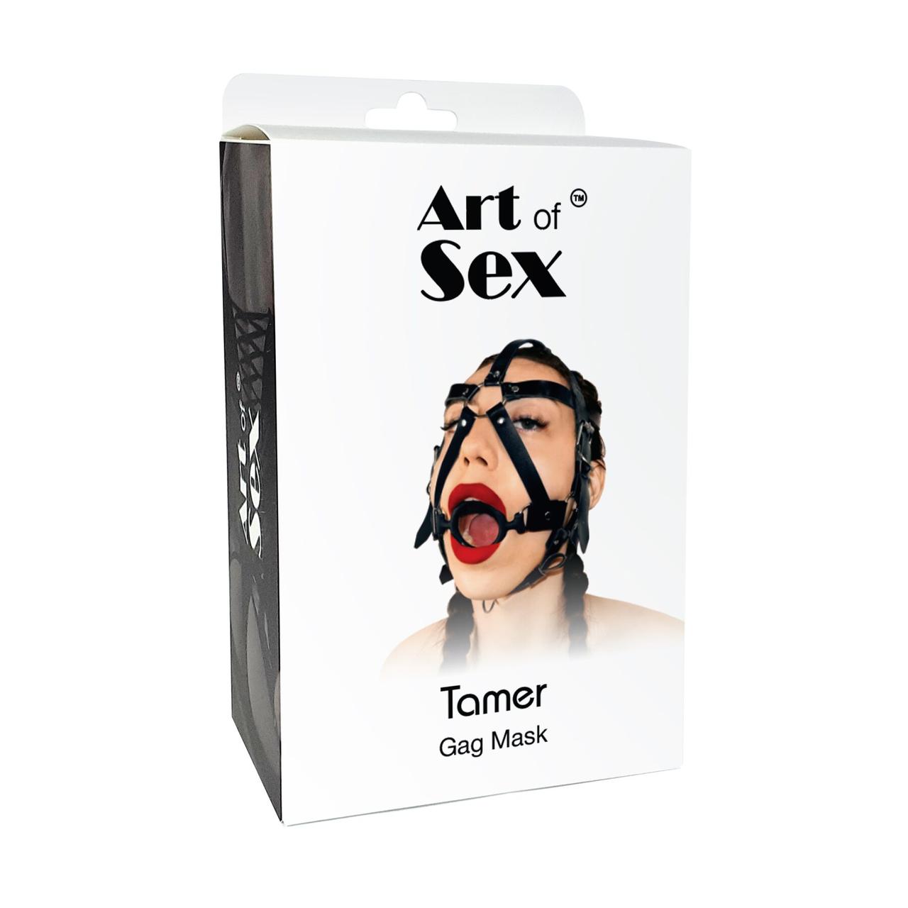 Кляп-маска с силиконовым кольцом Art of Sex - Tamer, Натуральная кожа, цвет Черный в DIDO