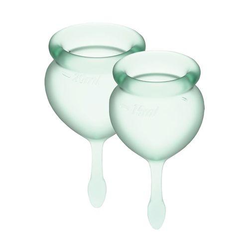 Набор менструальных чаш Satisfyer Feel Good (light green), 15мл и 20мл, мешочек для хранения в DIDO