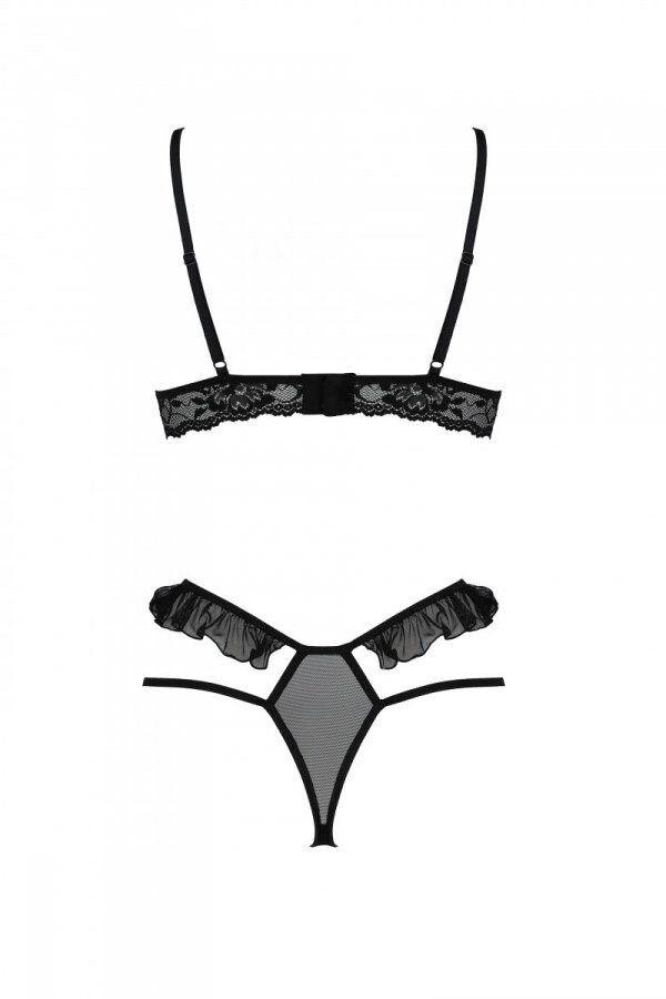 Еротичний комплект Passion DOLLY SET, XXL/XXXL, black, з відкритими чашками в DIDO