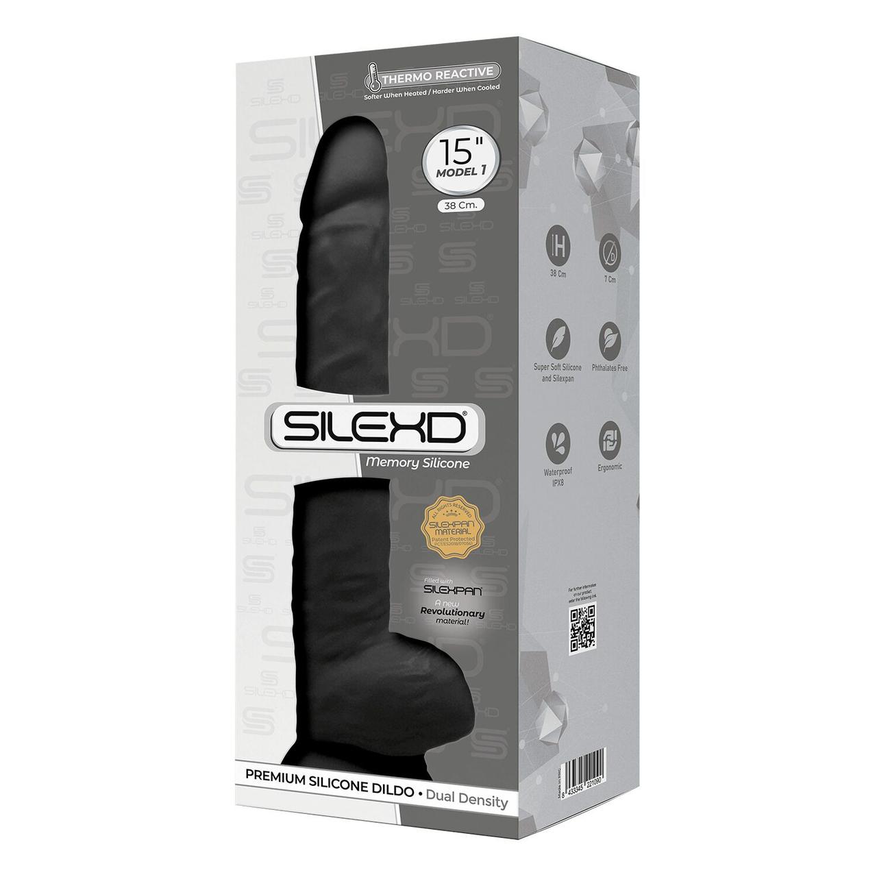 Фалоімітатор SilexD Kingston Black (MODEL 15in), двошаровий, силікон+Silexpan, діаметр 7 см в DIDO