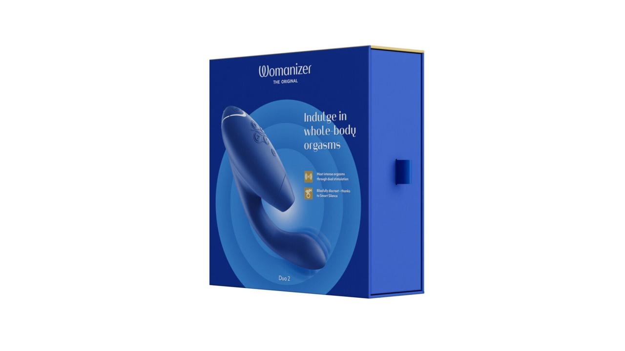 Подвійний вакуумний кліторальний стимулятор Womanizer Duo 2 - Blueberry, незалежні двигуни в DIDO