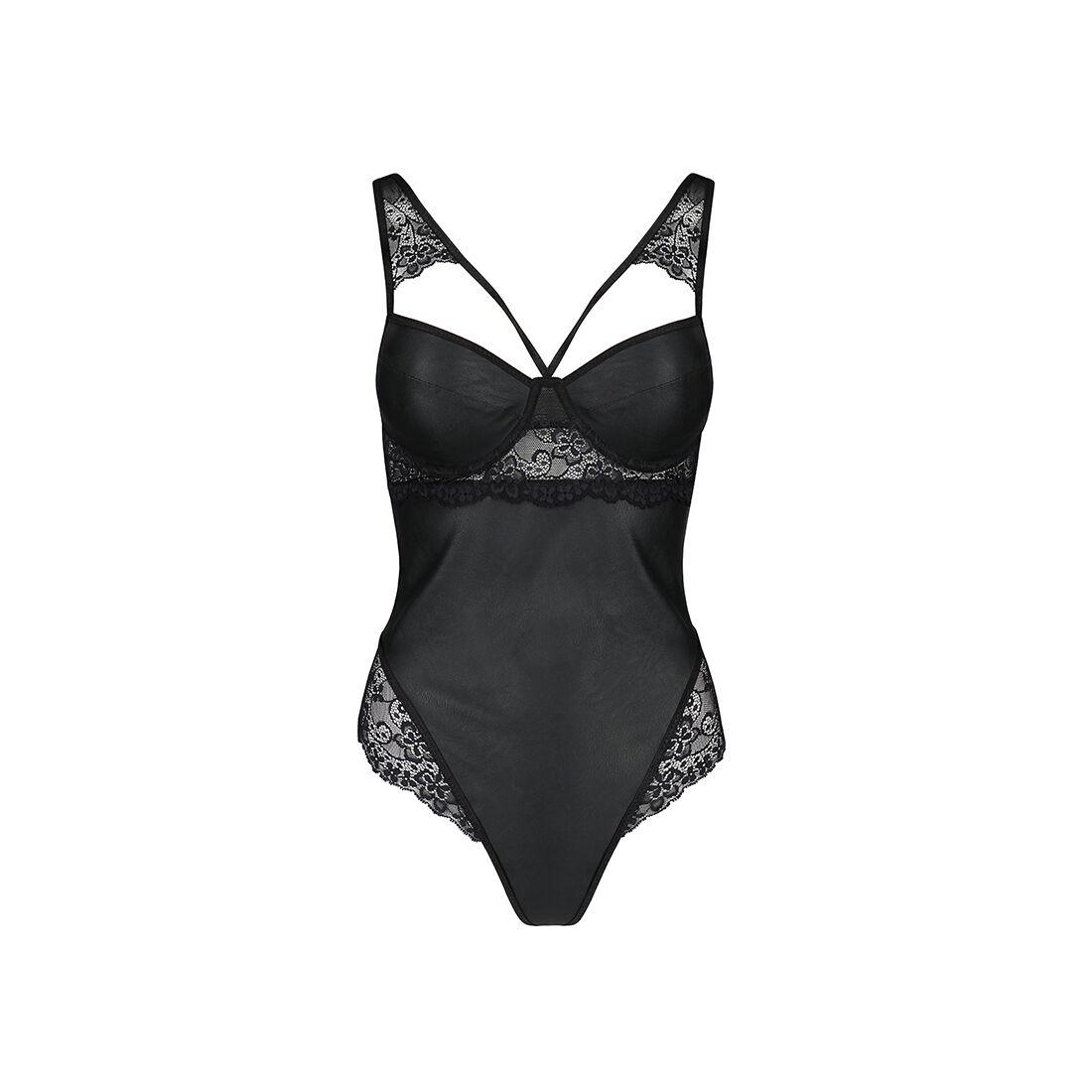 Боди из эко-кожи и кружева Passion LOONA BODY XXL/XXXL, black в DIDO