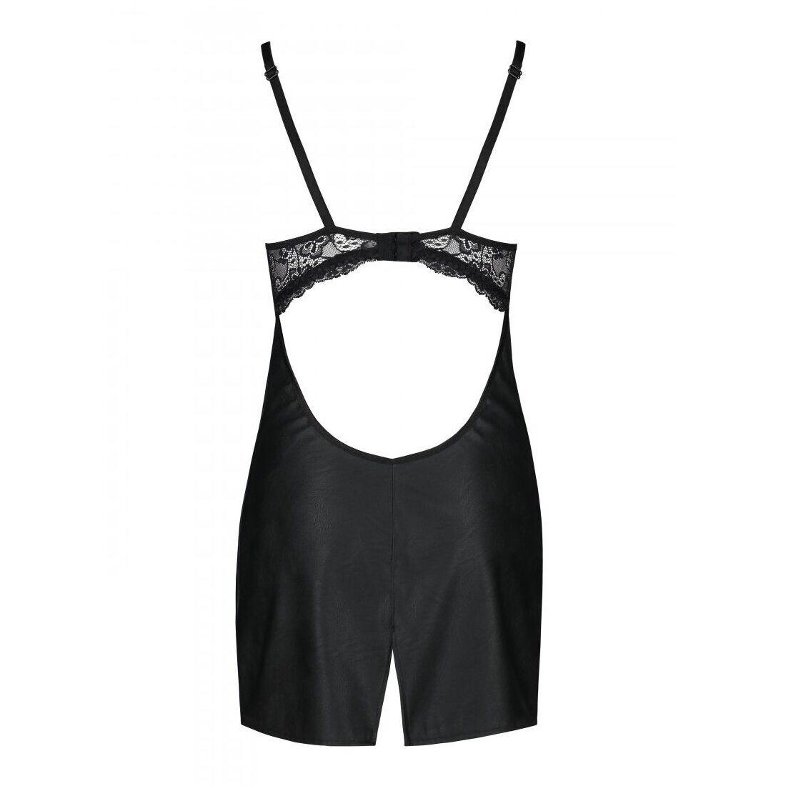 Бебі-дол з еко-шкіри та мережива Passion LOONA CHEMISE L/XL, black в DIDO