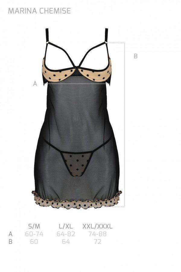 Еротичний пеньюар Passion MARINA CHEMISE, XXL/XXXL, beige в DIDO