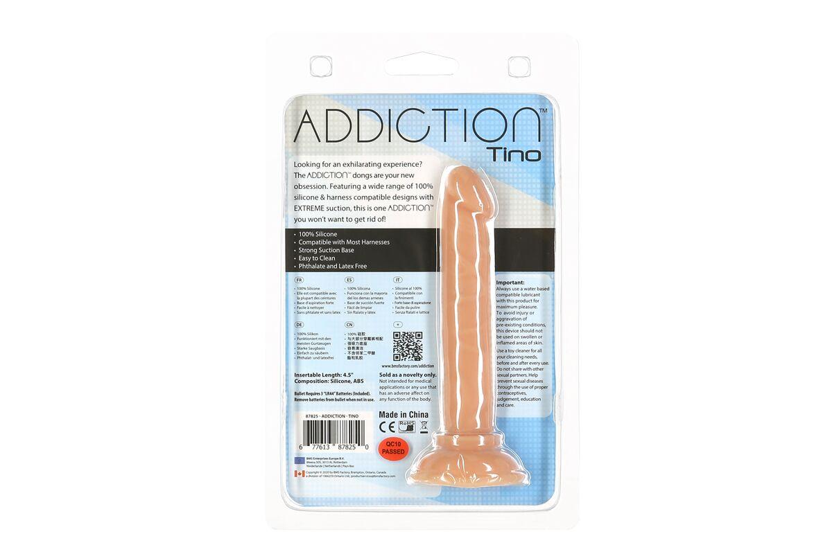 Фаллоимитатор ADDICTION Tino 5.25″ Silicone Dildo, присоска, диаметр 1,9 см, вибропуля в подарок в DIDO