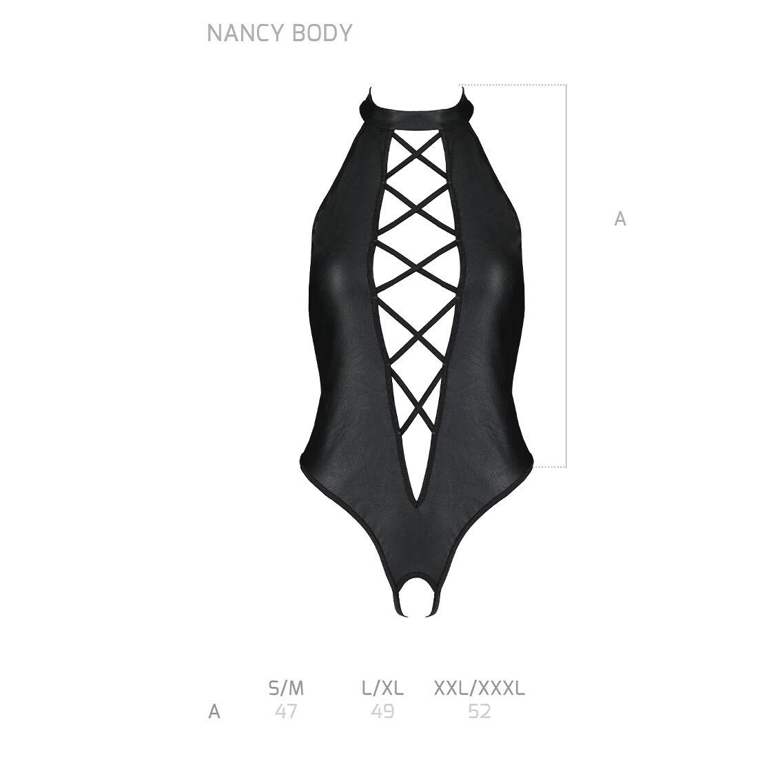 Боді з еко-шкіри з імітацією шнурівки та відкритим доступом Passion NANCY BODY L/XL, black в DIDO