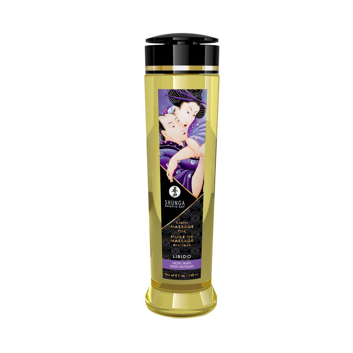 Массажное масло Shunga Libido - Exotic Fruit (240 мл) натуральное увлажняющее в DIDO