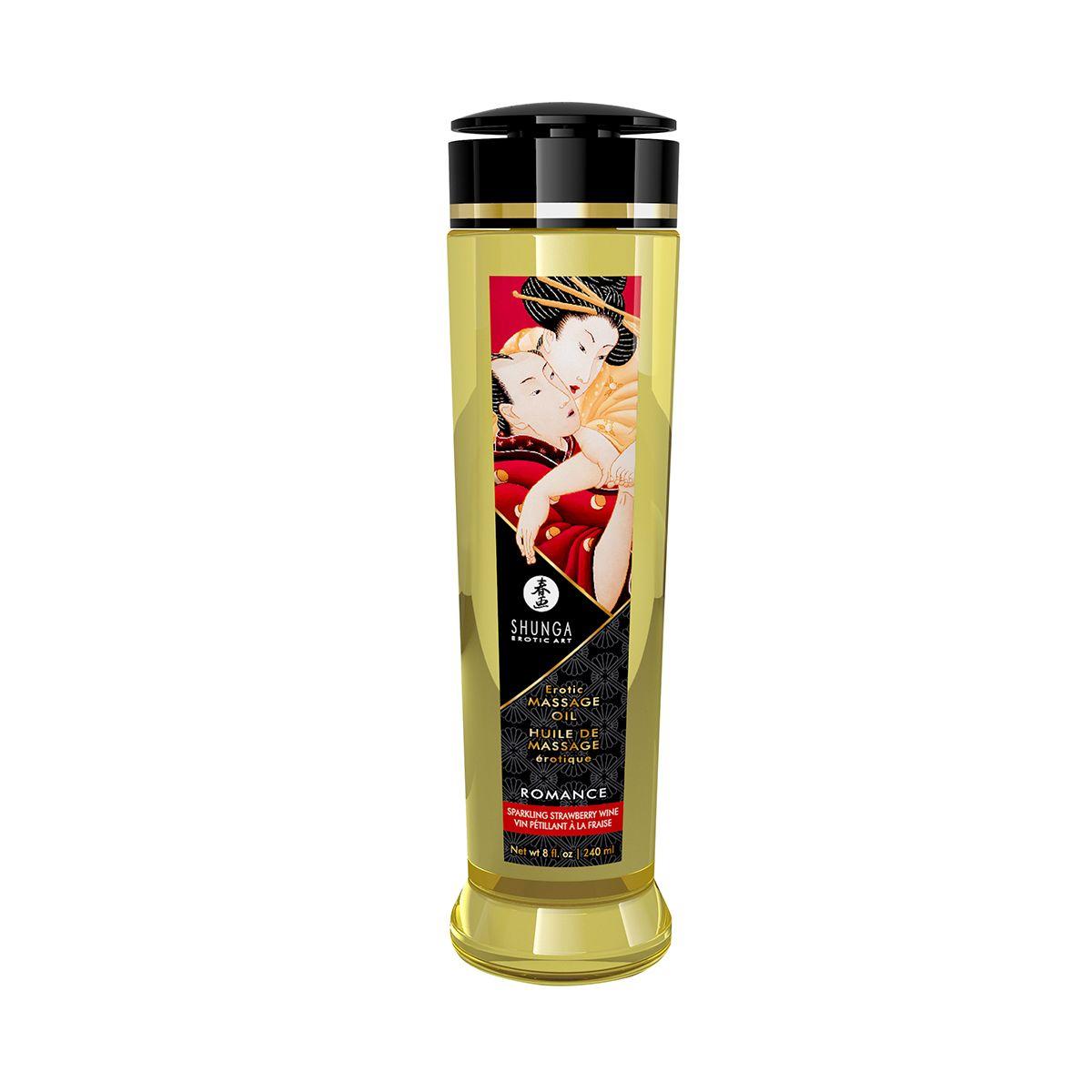 Масажна олія Shunga Romance - Sparkling Strawberry Wine (240 мл) натуральна зволожуюча в DIDO
